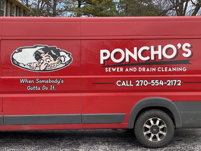Poncho's Sewer & Drain Cleaning service van